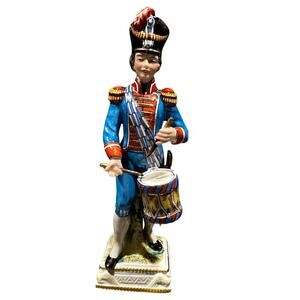 Naples Capodimonte 1804 Porcelain 9" Hand Painted French War Drummer Figurine
